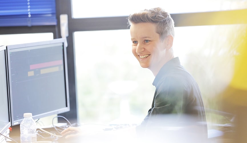 smiling software employee